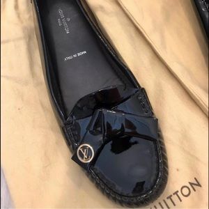 Louis Vuitton Black Leather Driving Loafer Shoes